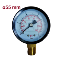 Manometar 1/4" ø55 mm - 10 bara